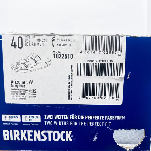 Birkenstock Arizona EVA Sandals Size 40 Womens 9 Narrow Fit Dusty Blue Slides - Picture 10 of 10